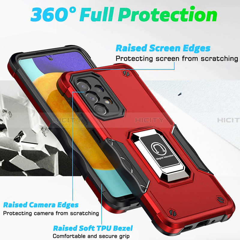 Funda Bumper Silicona y Plastico Mate Carcasa con Magnetico Anillo de dedo Soporte QW1 para Samsung Galaxy A33 5G