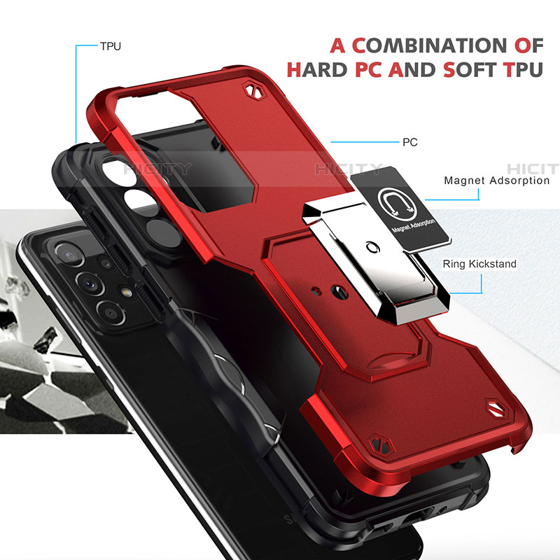 Funda Bumper Silicona y Plastico Mate Carcasa con Magnetico Anillo de dedo Soporte QW1 para Samsung Galaxy A73 5G