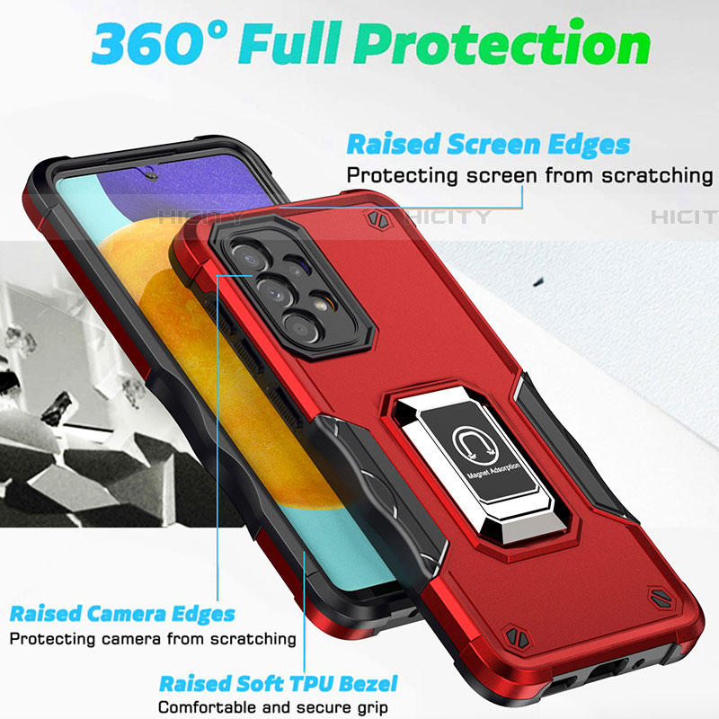 Funda Bumper Silicona y Plastico Mate Carcasa con Magnetico Anillo de dedo Soporte QW1 para Samsung Galaxy A73 5G