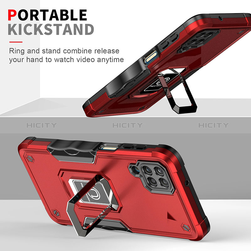 Funda Bumper Silicona y Plastico Mate Carcasa con Magnetico Anillo de dedo Soporte QW1 para Samsung Galaxy M12