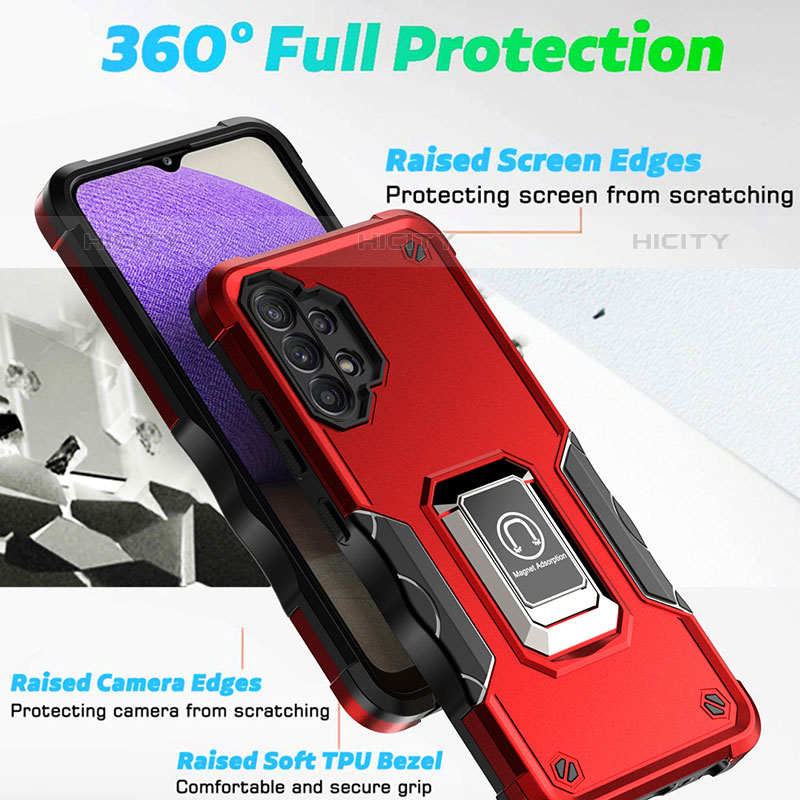 Funda Bumper Silicona y Plastico Mate Carcasa con Magnetico Anillo de dedo Soporte QW1 para Samsung Galaxy M32 5G