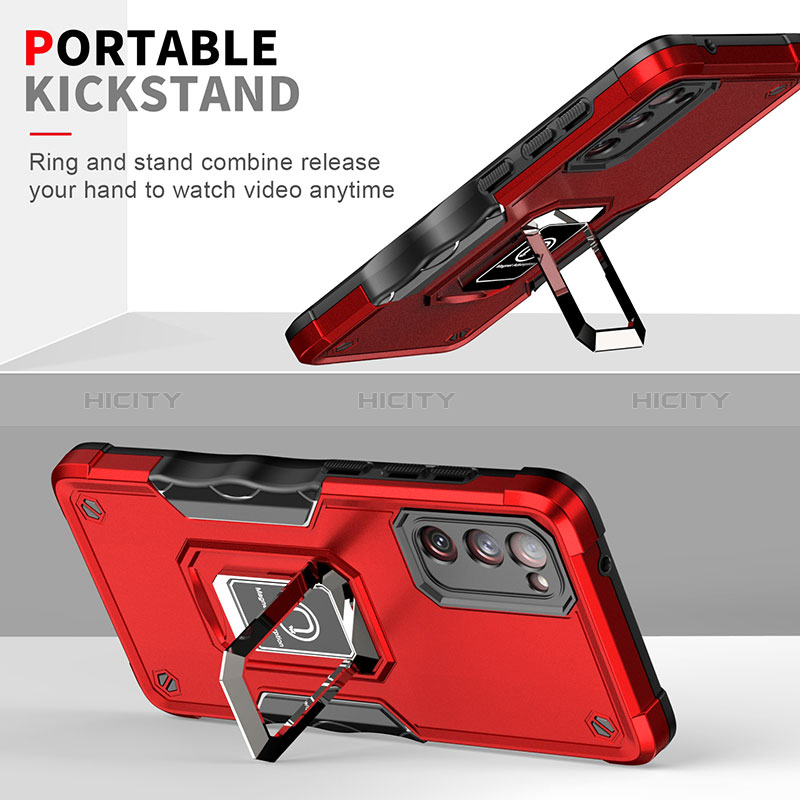 Funda Bumper Silicona y Plastico Mate Carcasa con Magnetico Anillo de dedo Soporte QW1 para Samsung Galaxy S20 FE 5G