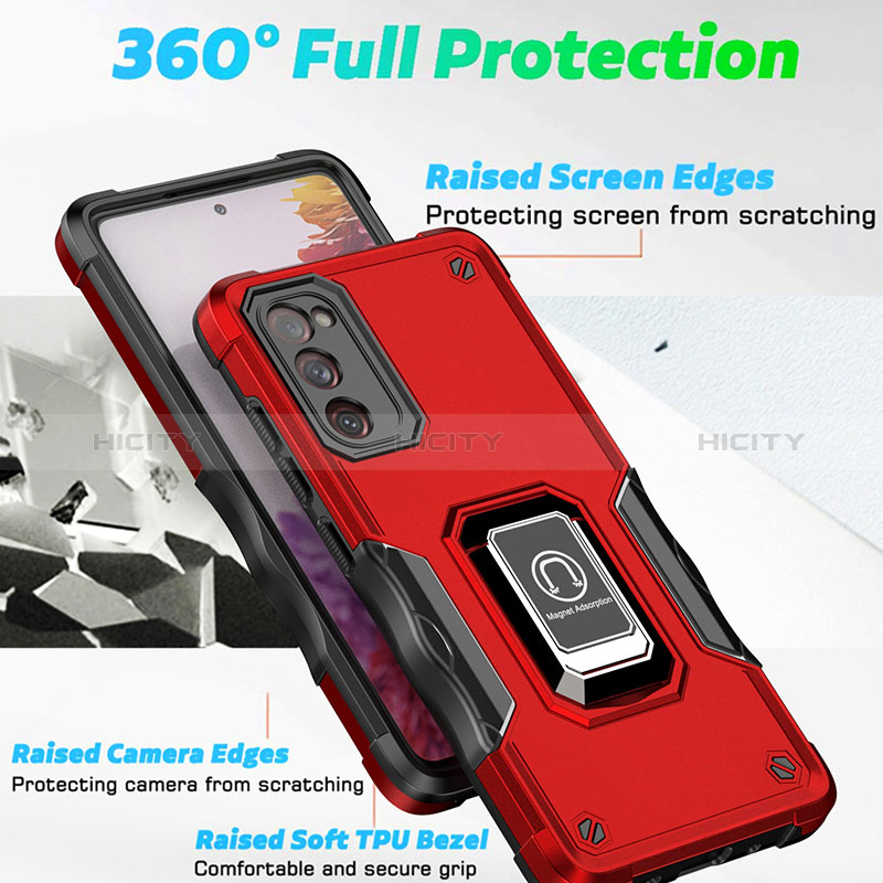 Funda Bumper Silicona y Plastico Mate Carcasa con Magnetico Anillo de dedo Soporte QW1 para Samsung Galaxy S20 FE 5G