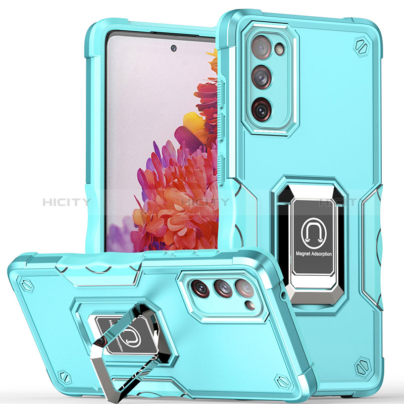 Funda Bumper Silicona y Plastico Mate Carcasa con Magnetico Anillo de dedo Soporte QW1 para Samsung Galaxy S20 FE 5G