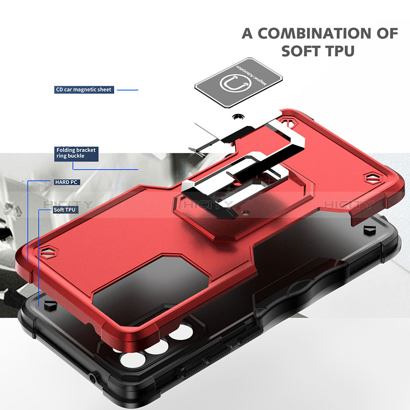 Funda Bumper Silicona y Plastico Mate Carcasa con Magnetico Anillo de dedo Soporte QW1 para Samsung Galaxy S20 Lite 5G