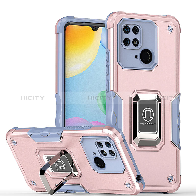 Funda Bumper Silicona y Plastico Mate Carcasa con Magnetico Anillo de dedo Soporte QW1 para Xiaomi Redmi 10C 4G