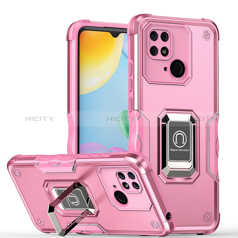 Funda Bumper Silicona y Plastico Mate Carcasa con Magnetico Anillo de dedo Soporte QW1 para Xiaomi Redmi 10C 4G