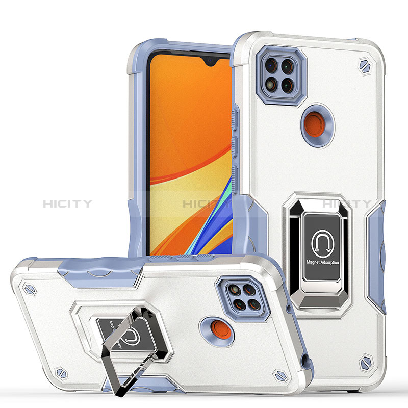 Funda Bumper Silicona y Plastico Mate Carcasa con Magnetico Anillo de dedo Soporte QW1 para Xiaomi Redmi 9 India