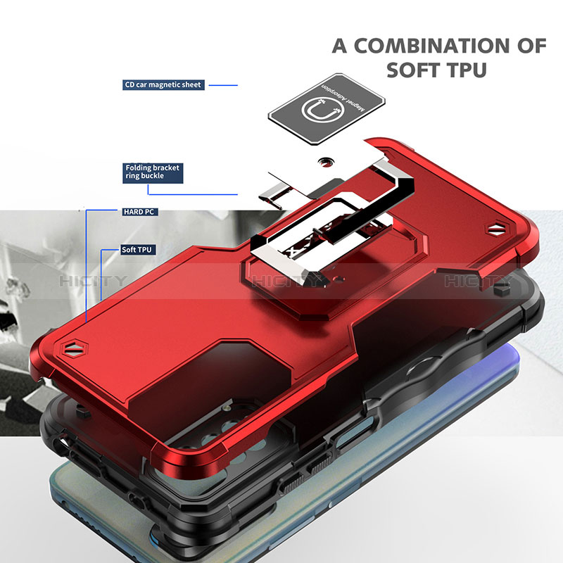 Funda Bumper Silicona y Plastico Mate Carcasa con Magnetico Anillo de dedo Soporte QW1 para Xiaomi Redmi Note 11 4G (2022)