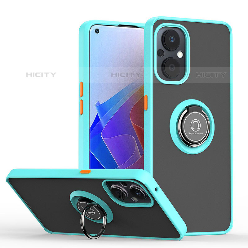 Funda Bumper Silicona y Plastico Mate Carcasa con Magnetico Anillo de dedo Soporte QW2 para OnePlus Nord N20 5G