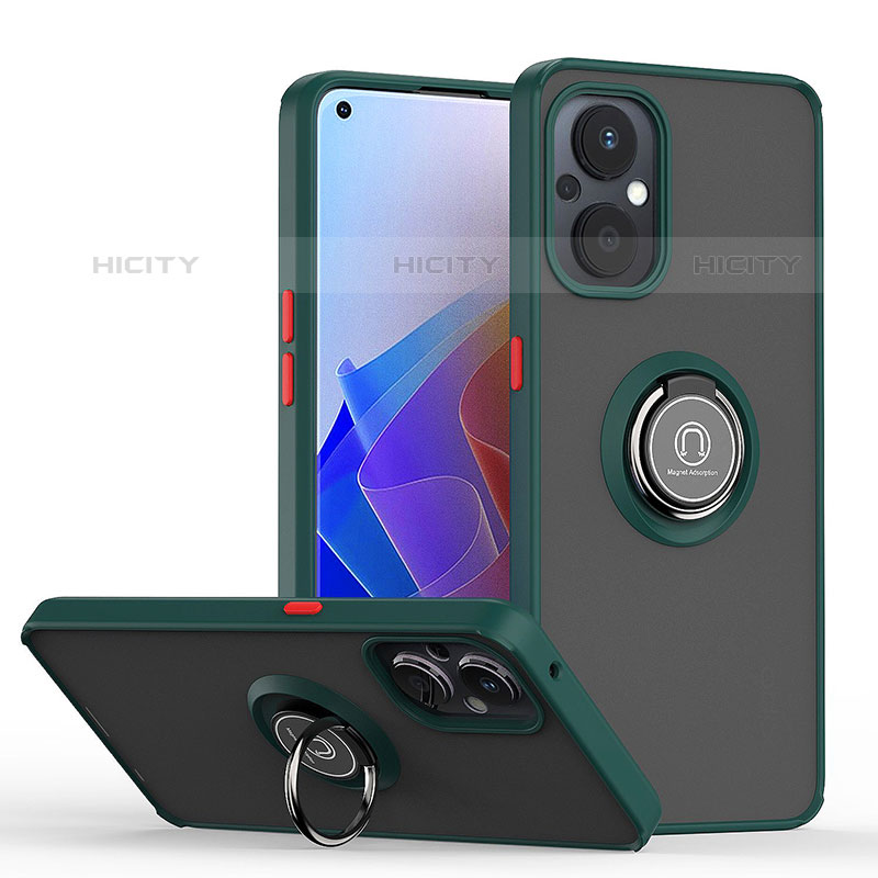 Funda Bumper Silicona y Plastico Mate Carcasa con Magnetico Anillo de dedo Soporte QW2 para OnePlus Nord N20 5G