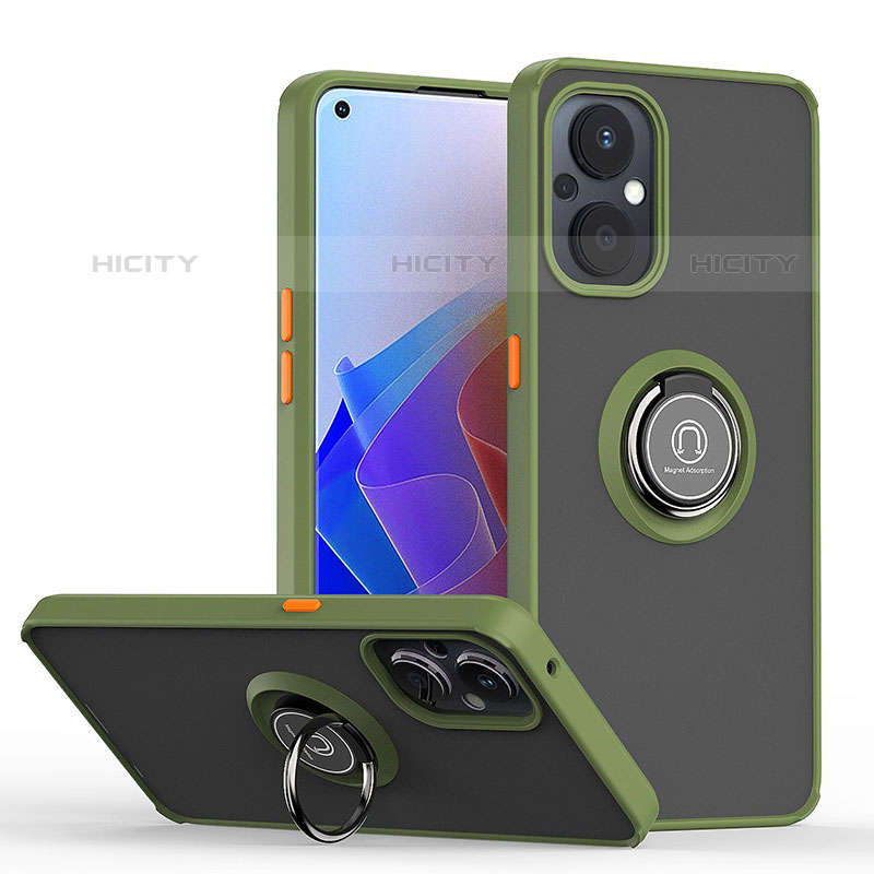 Funda Bumper Silicona y Plastico Mate Carcasa con Magnetico Anillo de dedo Soporte QW2 para OnePlus Nord N20 5G