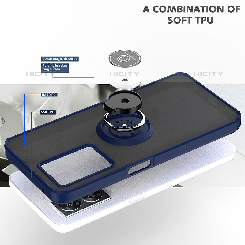 Funda Bumper Silicona y Plastico Mate Carcasa con Magnetico Anillo de dedo Soporte QW2 para OnePlus Nord N300 5G