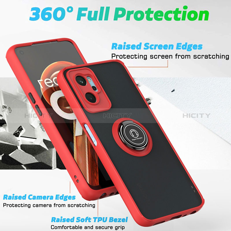 Funda Bumper Silicona y Plastico Mate Carcasa con Magnetico Anillo de dedo Soporte QW2 para Oppo A96 4G