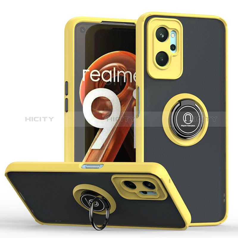 Funda Bumper Silicona y Plastico Mate Carcasa con Magnetico Anillo de dedo Soporte QW2 para Oppo A96 4G