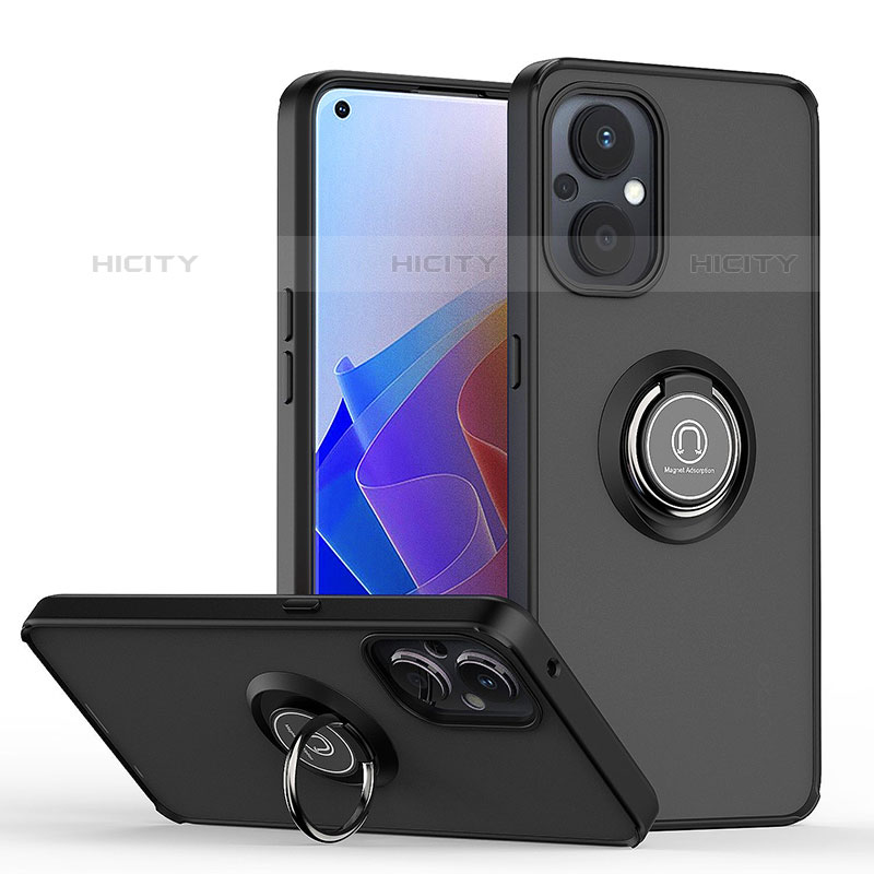 Funda Bumper Silicona y Plastico Mate Carcasa con Magnetico Anillo de dedo Soporte QW2 para Oppo Reno8 Z 5G