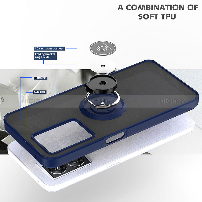 Funda Bumper Silicona y Plastico Mate Carcasa con Magnetico Anillo de dedo Soporte QW2 para Realme Narzo 50 5G