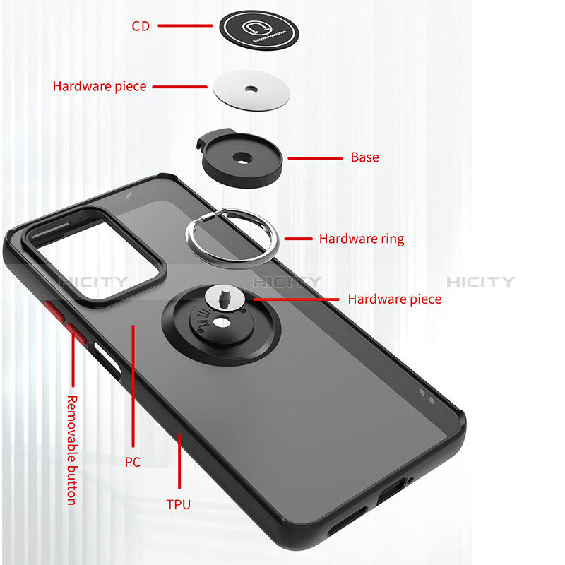 Funda Bumper Silicona y Plastico Mate Carcasa con Magnetico Anillo de dedo Soporte QW2 para Xiaomi Mi 11T Pro 5G