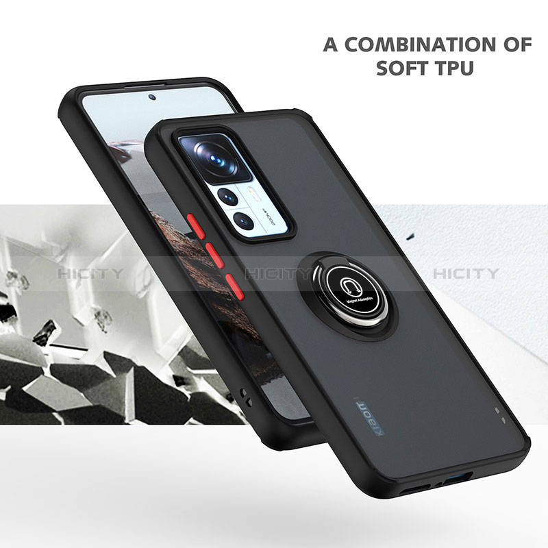 Funda Bumper Silicona y Plastico Mate Carcasa con Magnetico Anillo de dedo Soporte QW2 para Xiaomi Mi 12T Pro 5G