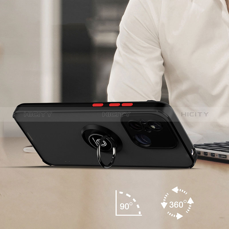 Funda Bumper Silicona y Plastico Mate Carcasa con Magnetico Anillo de dedo Soporte QW2 para Xiaomi Redmi 11A 4G