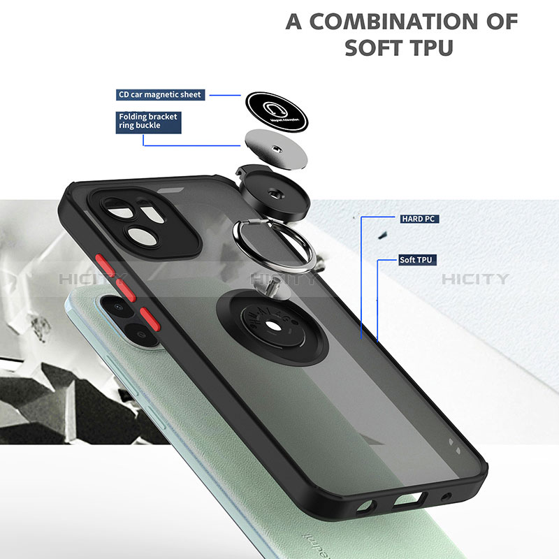 Funda Bumper Silicona y Plastico Mate Carcasa con Magnetico Anillo de dedo Soporte QW2 para Xiaomi Redmi A1