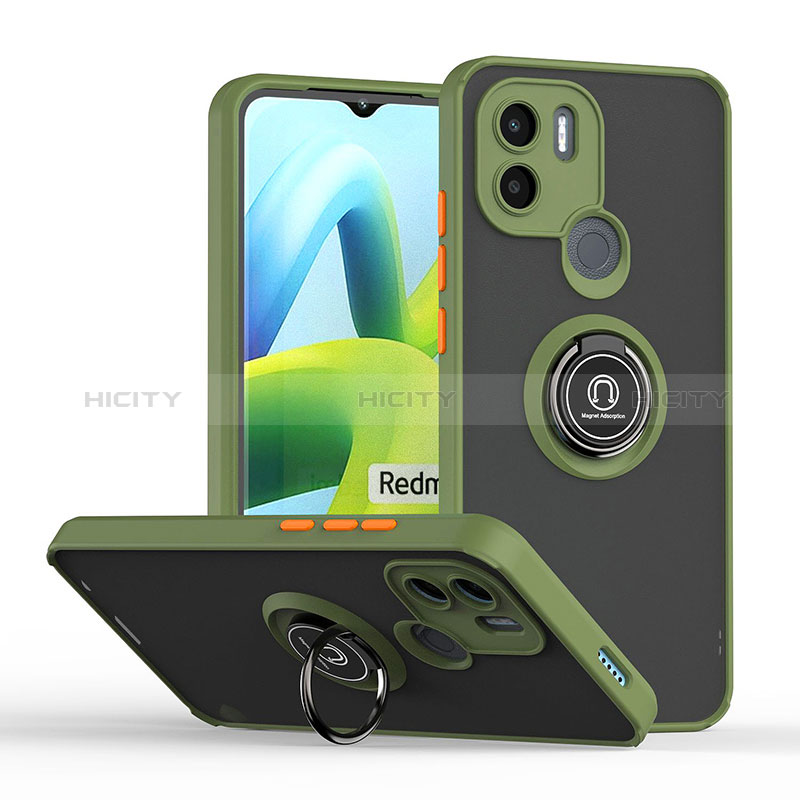 Funda Bumper Silicona y Plastico Mate Carcasa con Magnetico Anillo de dedo Soporte QW2 para Xiaomi Redmi A1 Plus Ejercito Verde