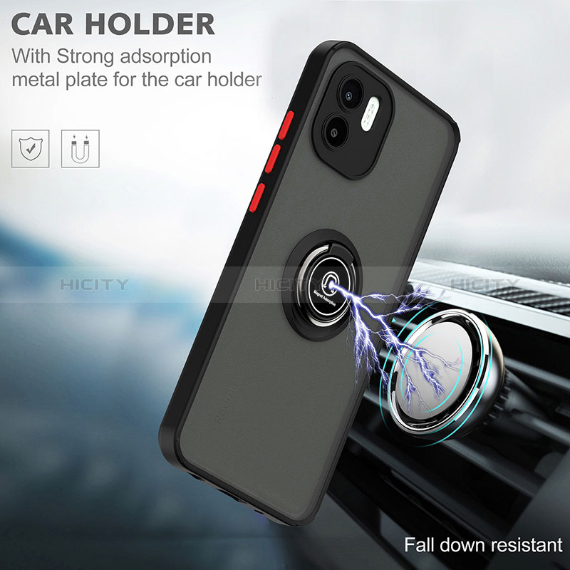 Funda Bumper Silicona y Plastico Mate Carcasa con Magnetico Anillo de dedo Soporte QW2 para Xiaomi Redmi A2 Plus