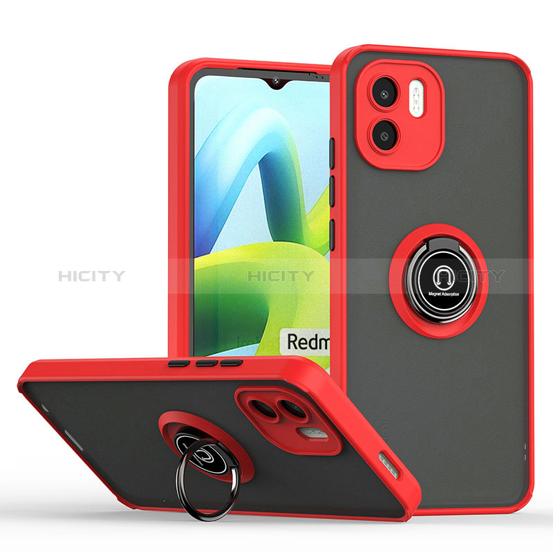 Funda Bumper Silicona y Plastico Mate Carcasa con Magnetico Anillo de dedo Soporte QW2 para Xiaomi Redmi A2 Plus Rojo