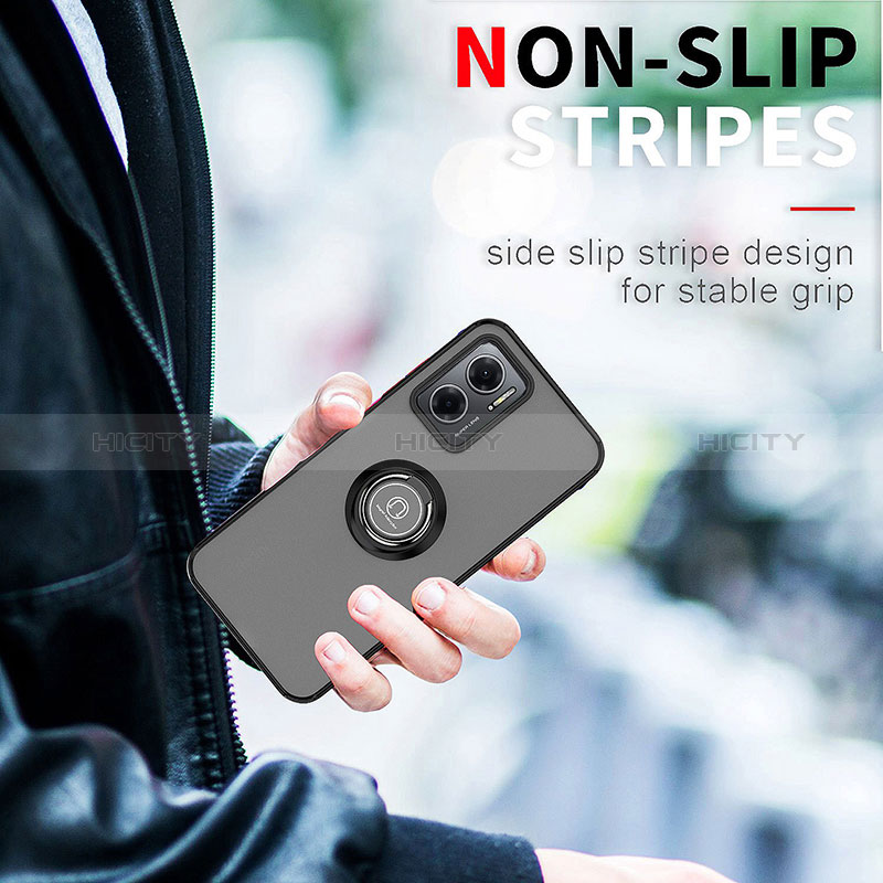 Funda Bumper Silicona y Plastico Mate Carcasa con Magnetico Anillo de dedo Soporte QW2 para Xiaomi Redmi Note 11E 5G