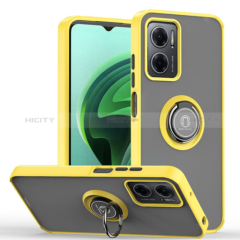 Funda Bumper Silicona y Plastico Mate Carcasa con Magnetico Anillo de dedo Soporte QW2 para Xiaomi Redmi Note 11E 5G