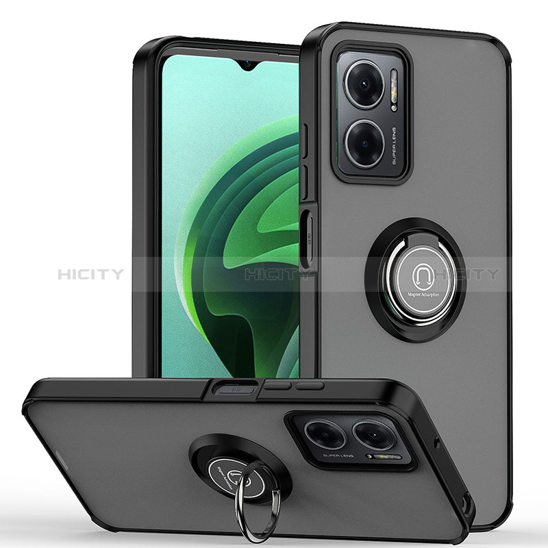 Funda Bumper Silicona y Plastico Mate Carcasa con Magnetico Anillo de dedo Soporte QW2 para Xiaomi Redmi Note 11E 5G