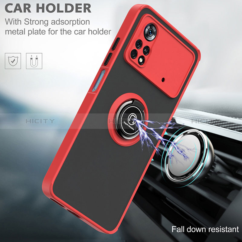 Funda Bumper Silicona y Plastico Mate Carcasa con Magnetico Anillo de dedo Soporte QW2 para Xiaomi Redmi Note 11E Pro 5G