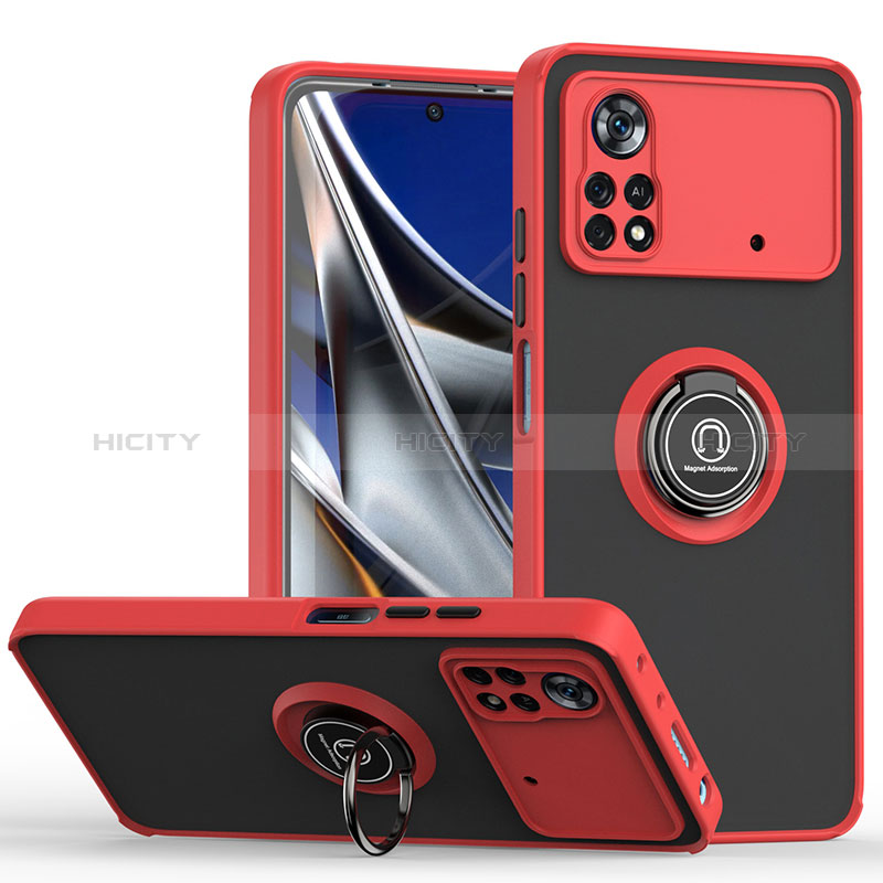 Funda Bumper Silicona y Plastico Mate Carcasa con Magnetico Anillo de dedo Soporte QW2 para Xiaomi Redmi Note 11E Pro 5G