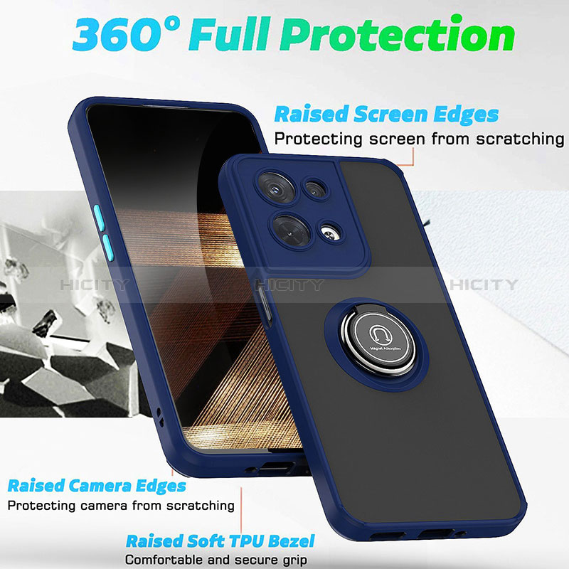 Funda Bumper Silicona y Plastico Mate Carcasa con Magnetico Anillo de dedo Soporte QW2 para Xiaomi Redmi Note 13 Pro 5G