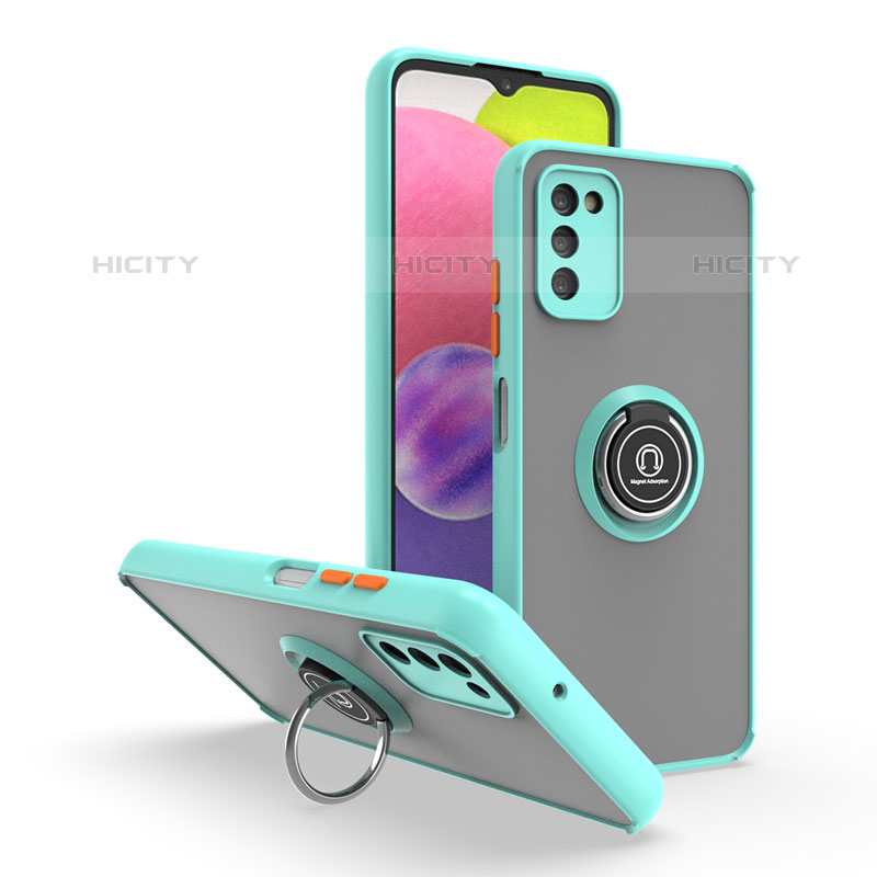 Funda Bumper Silicona y Plastico Mate Carcasa con Magnetico Anillo de dedo Soporte QW3 para Samsung Galaxy M02s