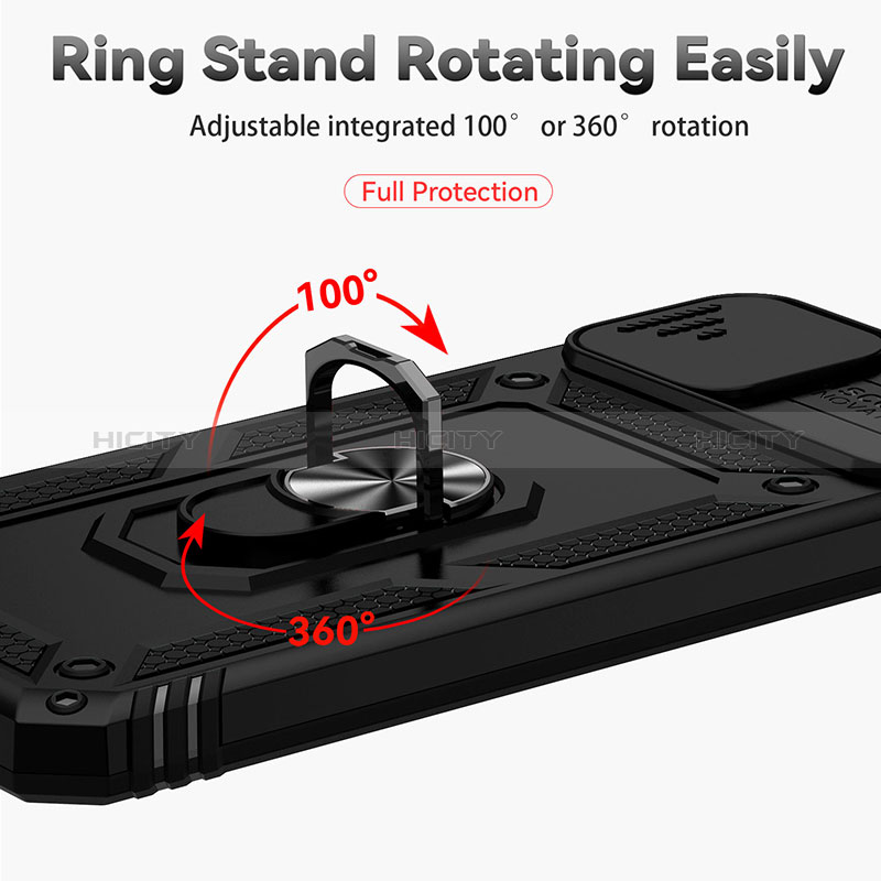 Funda Bumper Silicona y Plastico Mate Carcasa con Magnetico Anillo de dedo Soporte QW3 para Xiaomi Redmi 9AT