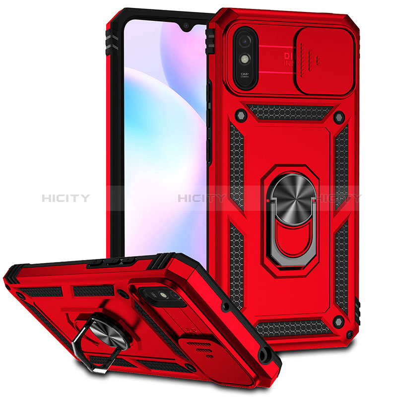 Funda Bumper Silicona y Plastico Mate Carcasa con Magnetico Anillo de dedo Soporte QW3 para Xiaomi Redmi 9AT