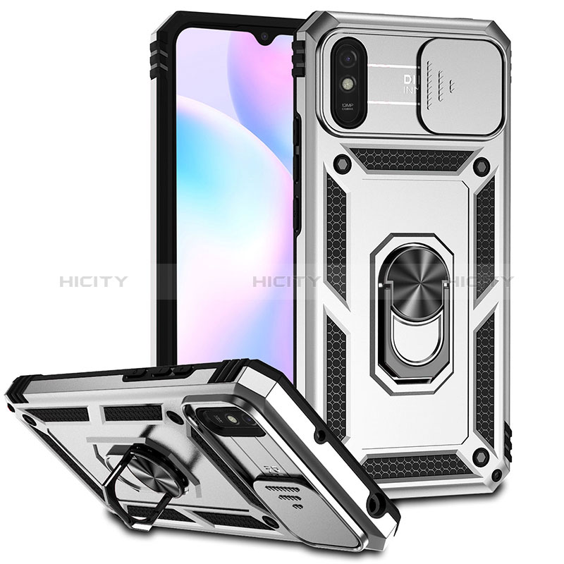 Funda Bumper Silicona y Plastico Mate Carcasa con Magnetico Anillo de dedo Soporte QW3 para Xiaomi Redmi 9AT