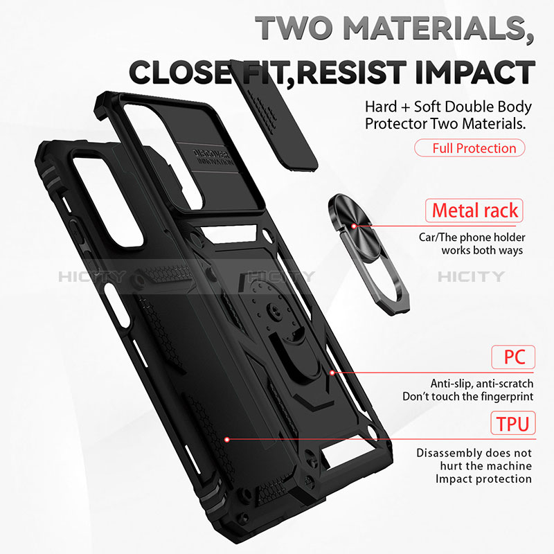 Funda Bumper Silicona y Plastico Mate Carcasa con Magnetico Anillo de dedo Soporte QW3 para Xiaomi Redmi Note 11 4G (2022)