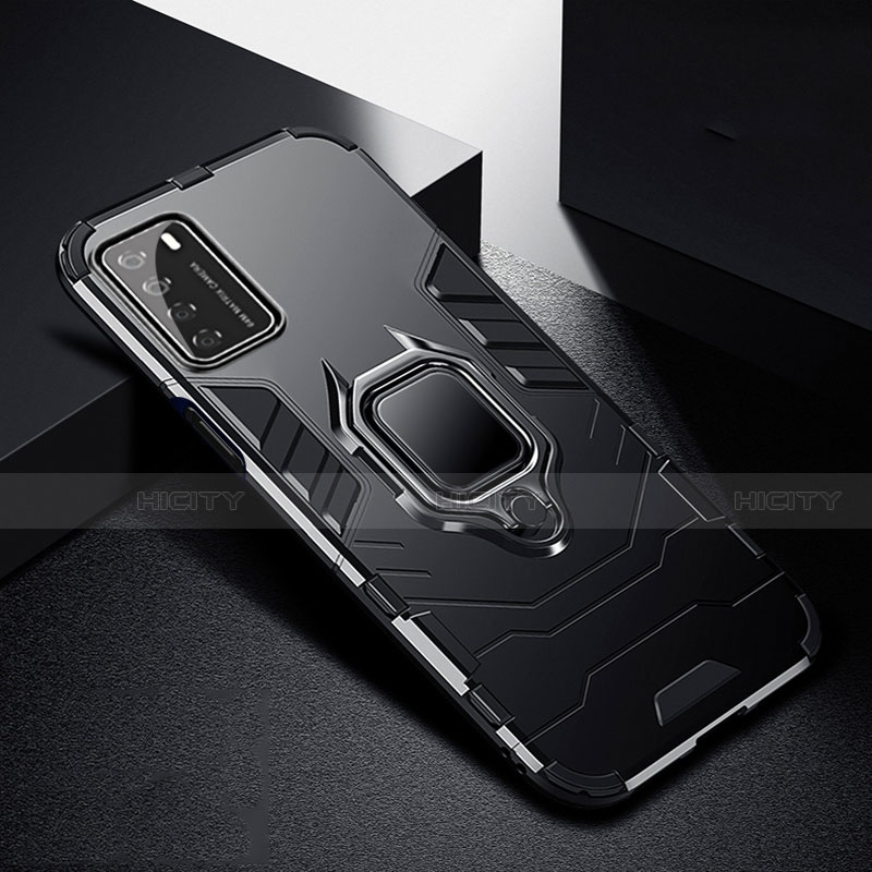 Funda Bumper Silicona y Plastico Mate Carcasa con Magnetico Anillo de dedo Soporte R01 para Huawei Honor Play4 5G