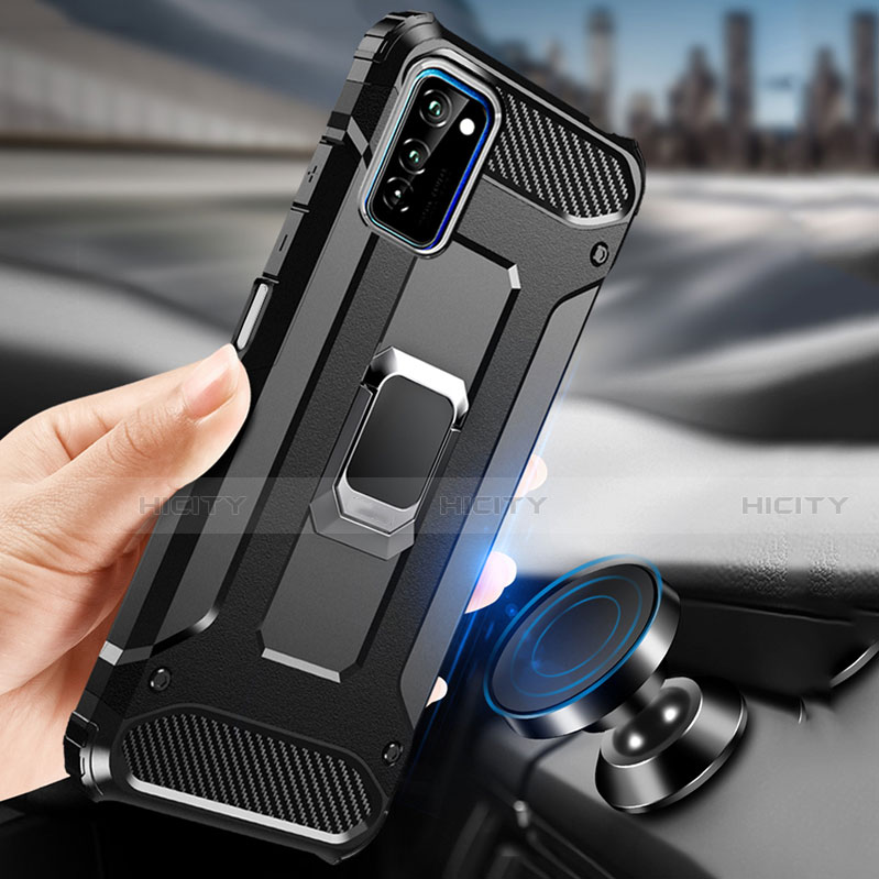 Funda Bumper Silicona y Plastico Mate Carcasa con Magnetico Anillo de dedo Soporte R01 para Huawei Honor View 30 5G