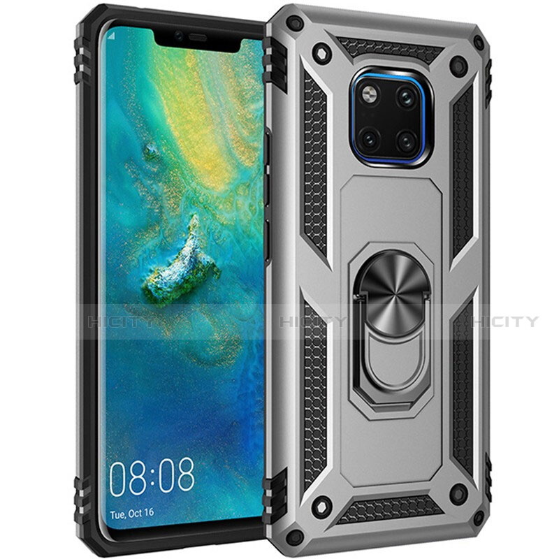 Funda Bumper Silicona y Plastico Mate Carcasa con Magnetico Anillo de dedo Soporte R01 para Huawei Mate 20 Pro