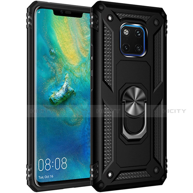 Funda Bumper Silicona y Plastico Mate Carcasa con Magnetico Anillo de dedo Soporte R01 para Huawei Mate 20 Pro