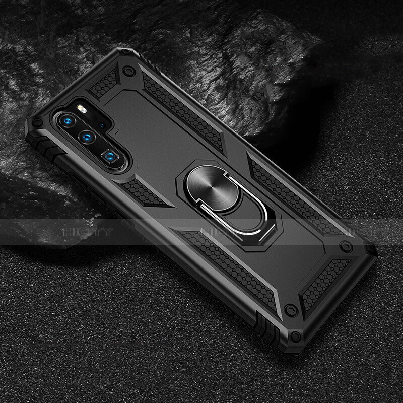 Funda Bumper Silicona y Plastico Mate Carcasa con Magnetico Anillo de dedo Soporte R01 para Huawei P30 Pro New Edition