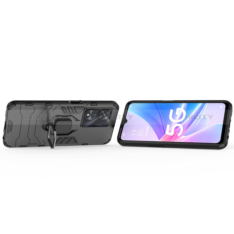 Funda Bumper Silicona y Plastico Mate Carcasa con Magnetico Anillo de dedo Soporte R01 para Oppo A78 5G