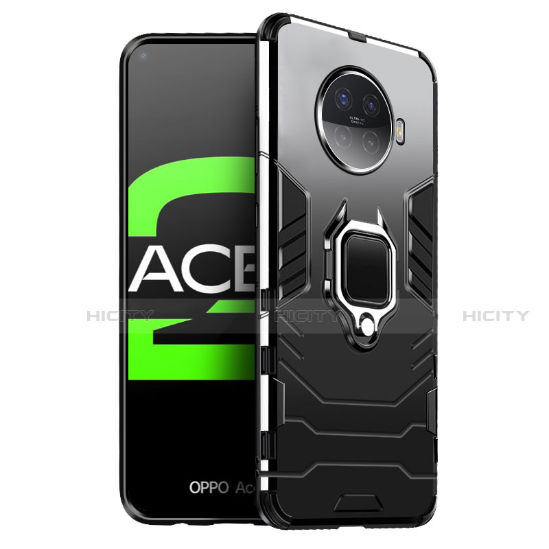 Funda Bumper Silicona y Plastico Mate Carcasa con Magnetico Anillo de dedo Soporte R01 para Oppo Ace2