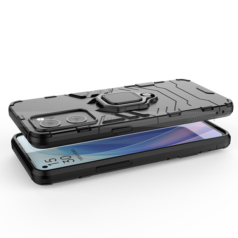 Funda Bumper Silicona y Plastico Mate Carcasa con Magnetico Anillo de dedo Soporte R01 para Oppo Find X5 Lite 5G