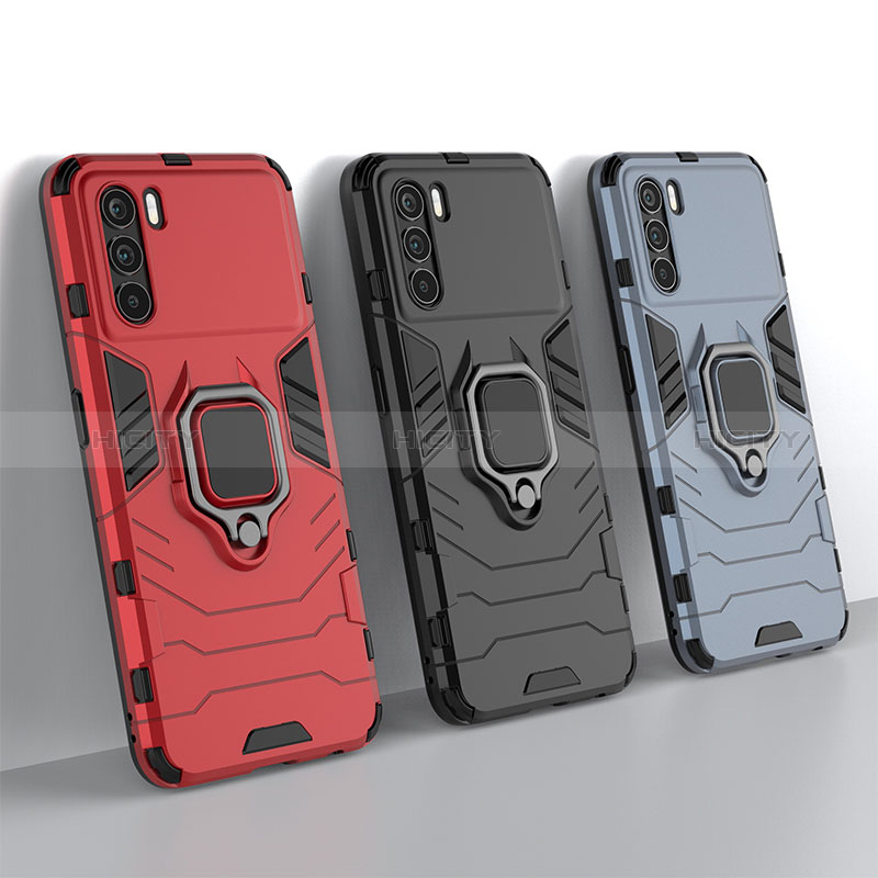 Funda Bumper Silicona y Plastico Mate Carcasa con Magnetico Anillo de dedo Soporte R01 para Oppo K9 Pro 5G