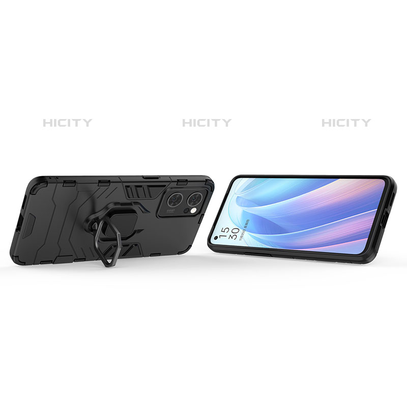 Funda Bumper Silicona y Plastico Mate Carcasa con Magnetico Anillo de dedo Soporte R01 para Oppo Reno7 SE 5G