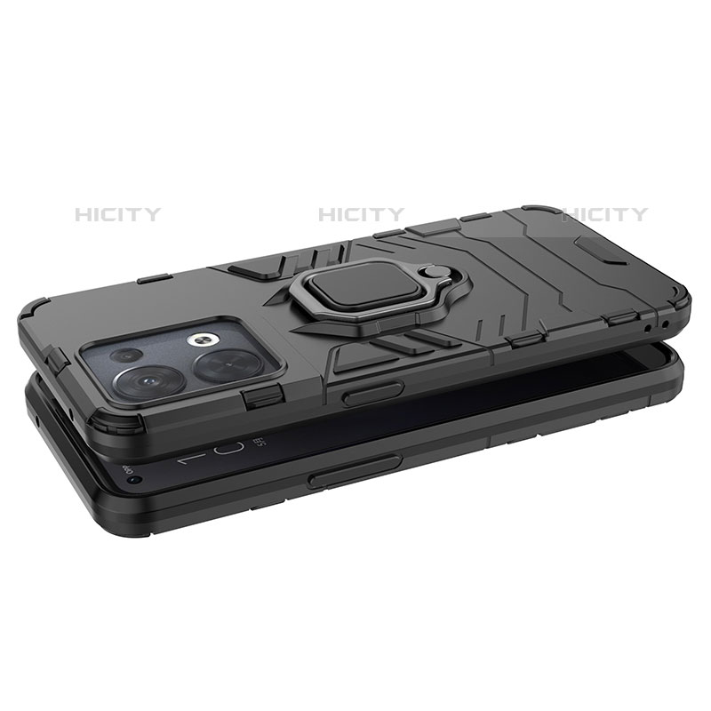 Funda Bumper Silicona y Plastico Mate Carcasa con Magnetico Anillo de dedo Soporte R01 para Oppo Reno8 Pro 5G